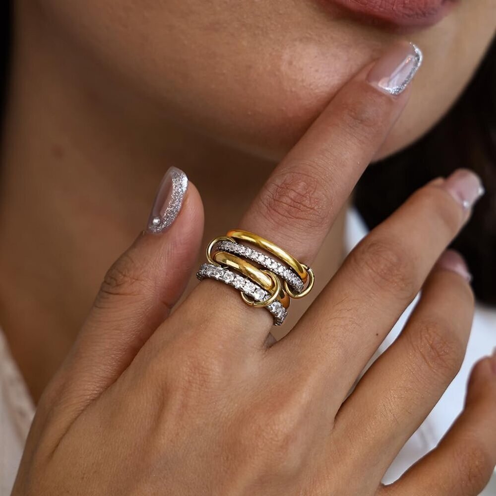 Versatile Women's Stackable Rings Set 14k Gold Pl… - image 3